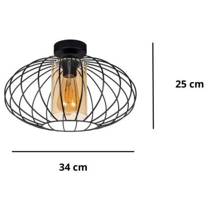 Loftlampe CORRINI 1xE27/60W/230V diameter 34 cm sort/beige