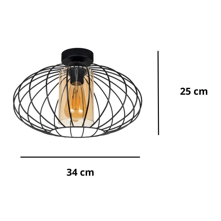 Loftlampe CORRINI 1xE27/60W/230V diameter 34 cm sort/beige