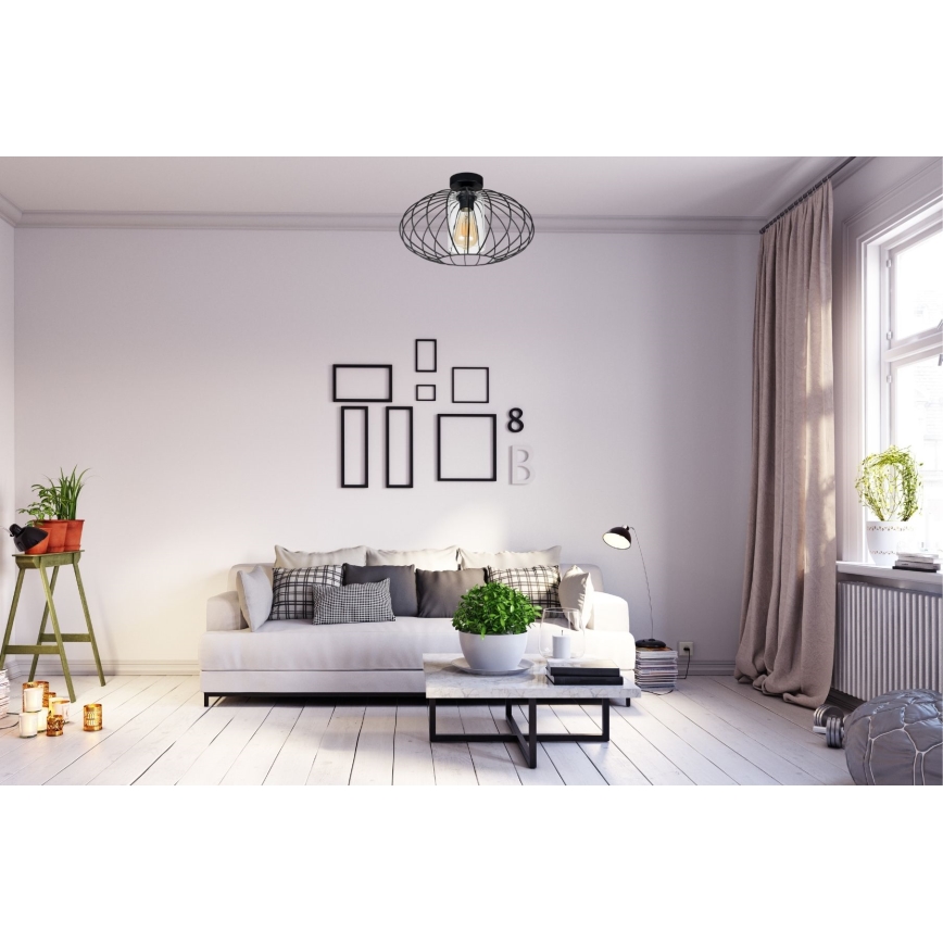 Loftlampe CORRINI 1xE27/60W/230V diameter 34 cm sort/transparent