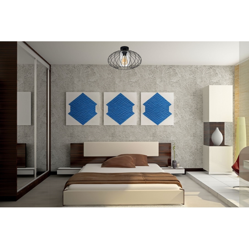 Loftlampe CORRINI 1xE27/60W/230V diameter 34 cm sort/transparent