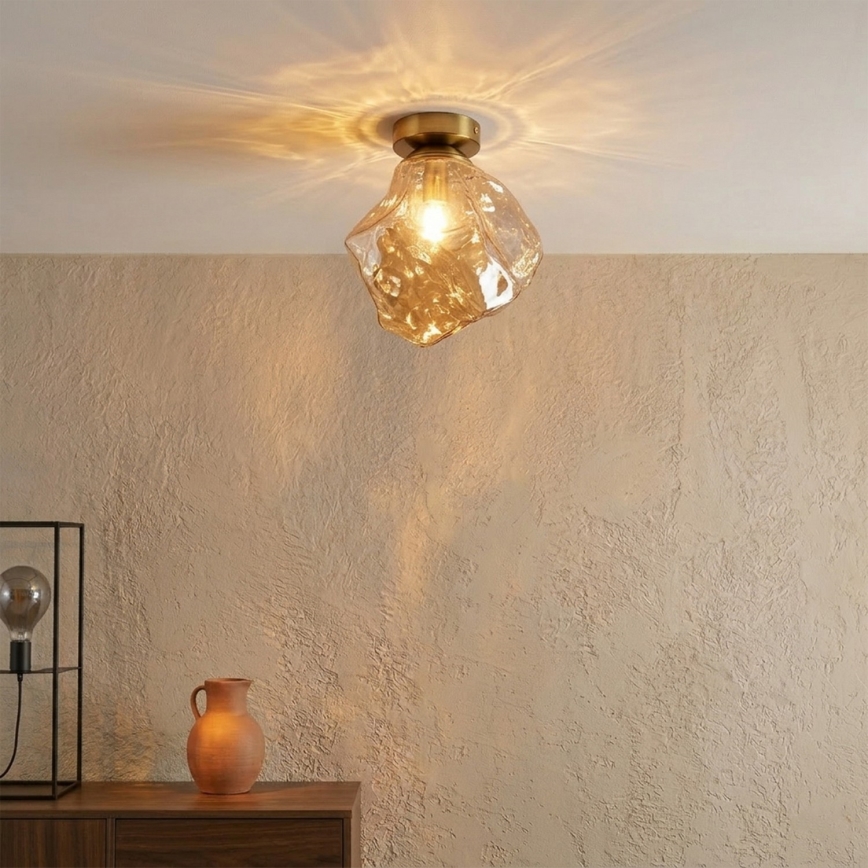 Loftlampe CRISTAL 1xE14/15W/230V messing/røget beige