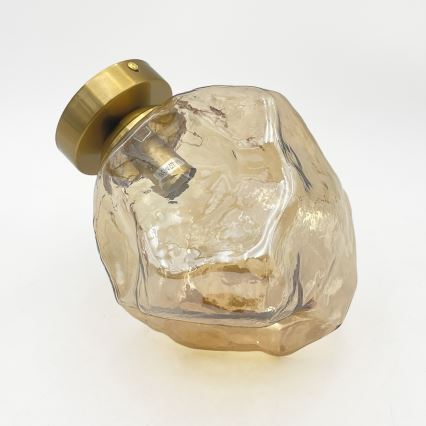 Loftlampe CRISTAL 1xE14/15W/230V messing/røget beige