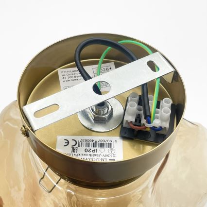 Loftlampe CRISTAL 1xE14/15W/230V messing/røget beige