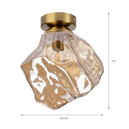 Loftlampe CRISTAL 1xE14/15W/230V messing/røget beige