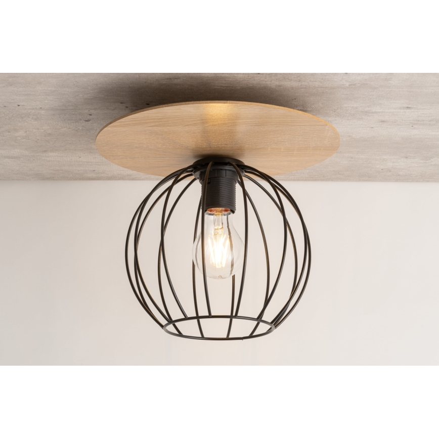 Loftlampe CYBER 1xE27/60W/230V træ/sort