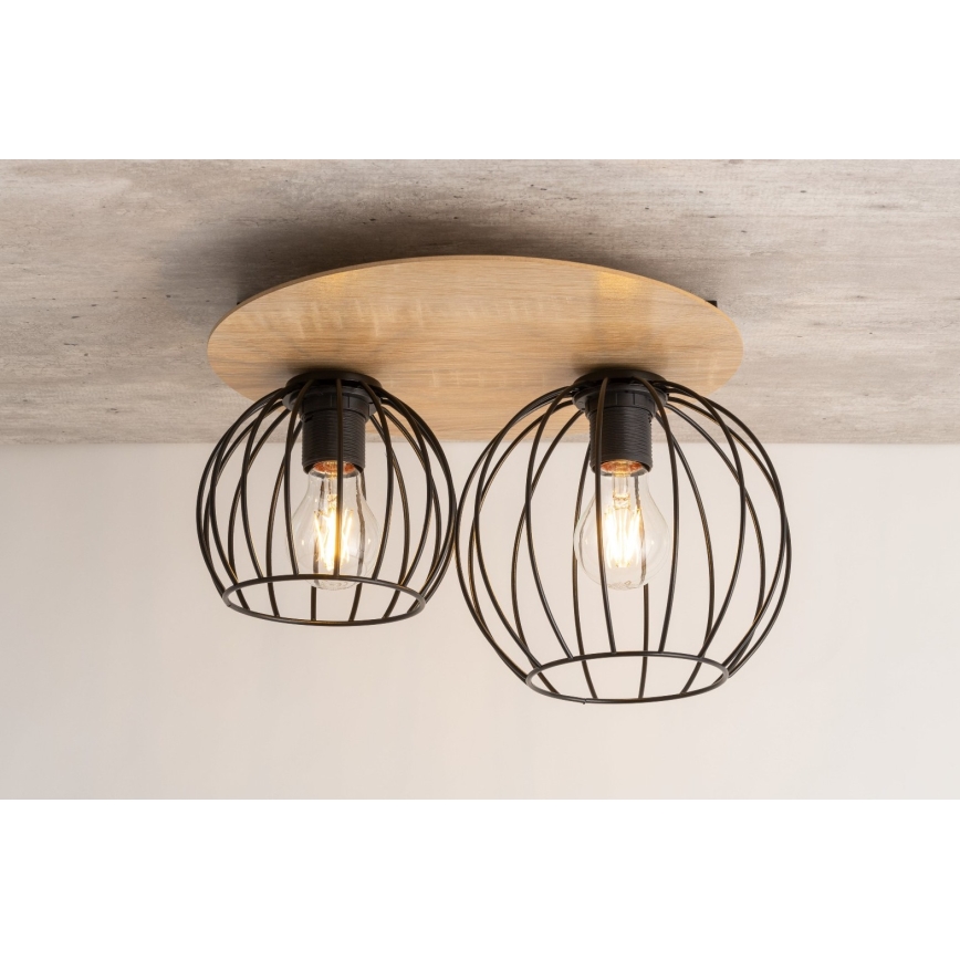 Loftlampe CYBER 2xE27/60W/230V træ/sort