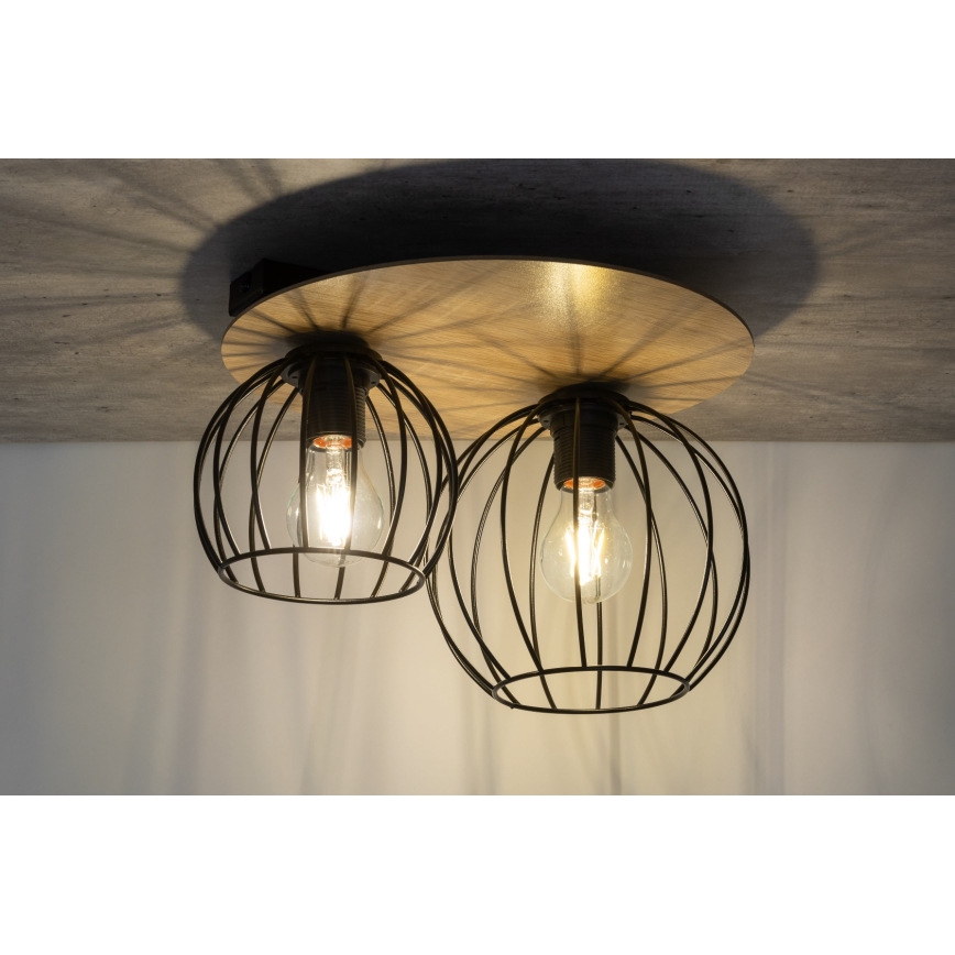 Loftlampe CYBER 2xE27/60W/230V træ/sort