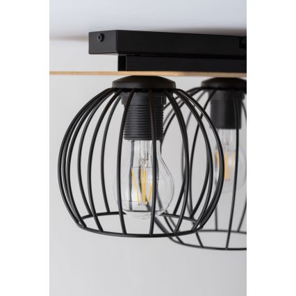 Loftlampe CYBER 2xE27/60W/230V træ/sort