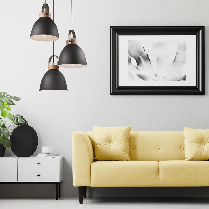 Loftlampe på ledning DANIELLE 3xE27/60W/230V bøg