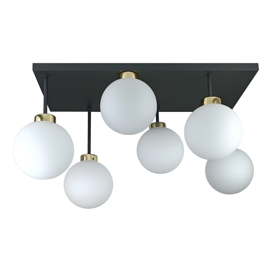 Loftlampe DEA 6xE14/60W/230V sort/guldfarvet/hvid
