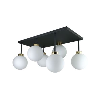 Loftlampe DEA 6xE14/60W/230V sort/guldfarvet/hvid