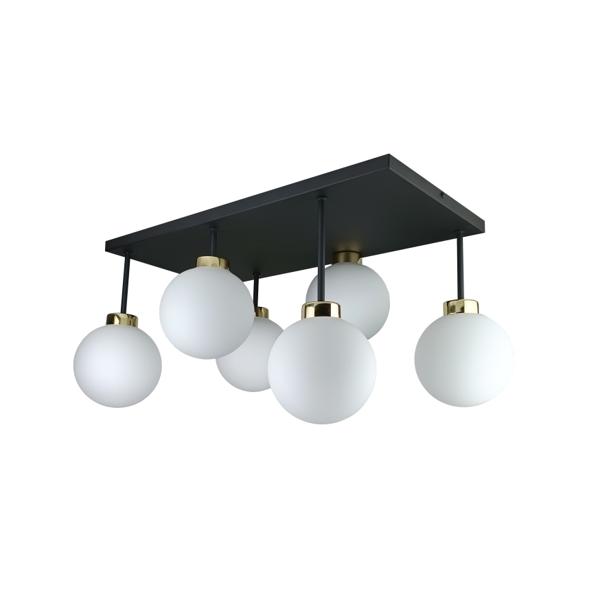 Loftlampe DEA 6xE14/60W/230V sort/guldfarvet/hvid