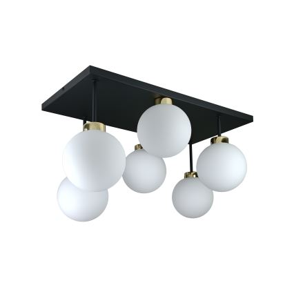 Loftlampe DEA 6xE14/60W/230V sort/guldfarvet/hvid