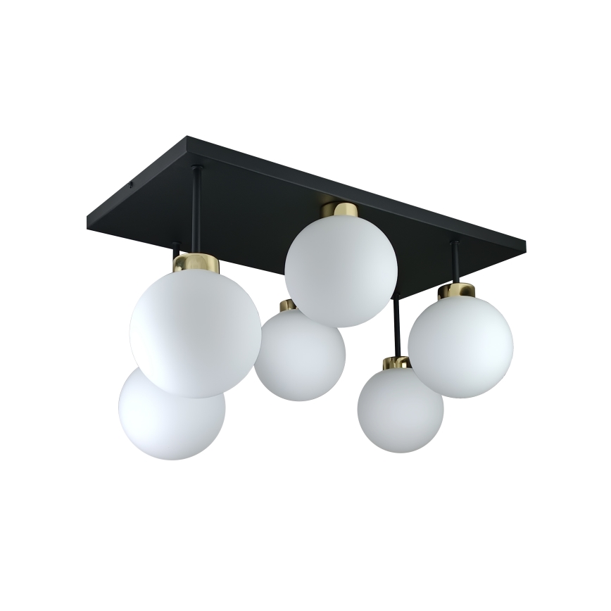 Loftlampe DEA 6xE14/60W/230V sort/guldfarvet/hvid