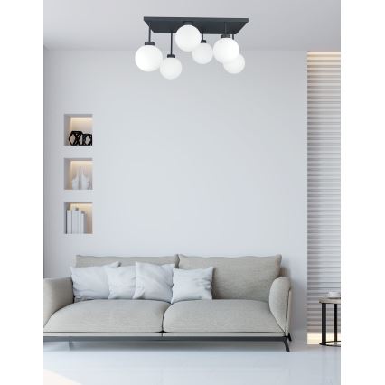 Loftlampe DEA 6xE14/60W/230V sort/hvid