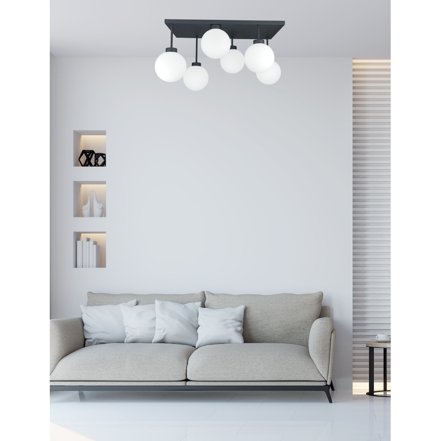 Loftlampe DEA 6xE14/60W/230V sort/hvid