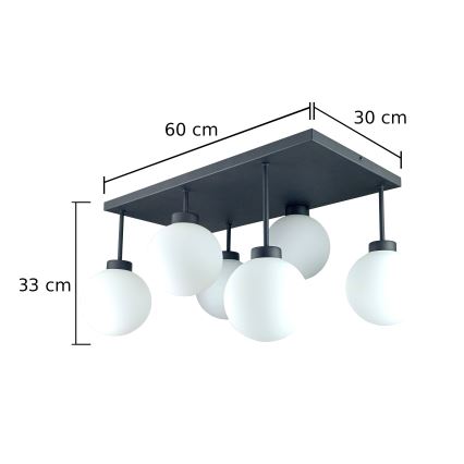 Loftlampe DEA 6xE14/60W/230V sort/hvid