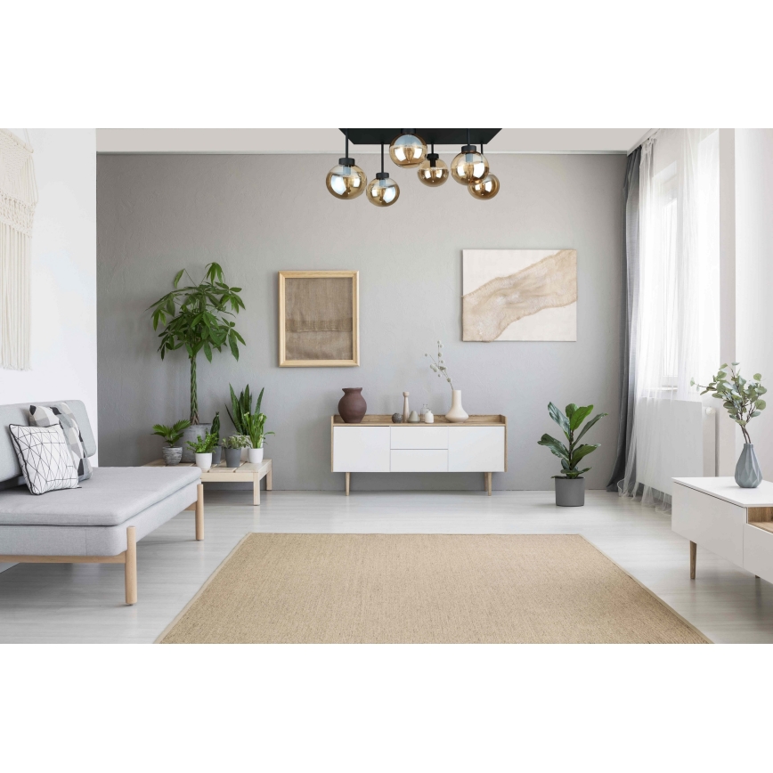 Loftlampe DEA 6xE14/60W/230V sort/røget beige