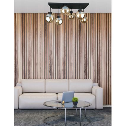 Loftlampe DEA 6xE14/60W/230V sort/røget beige