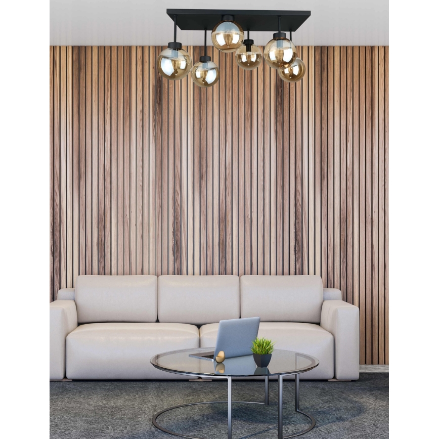 Loftlampe DEA 6xE14/60W/230V sort/røget beige