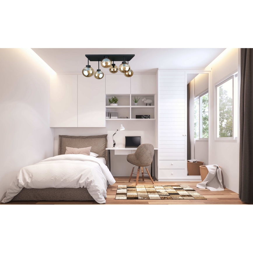 Loftlampe DEA 6xE14/60W/230V sort/røget beige