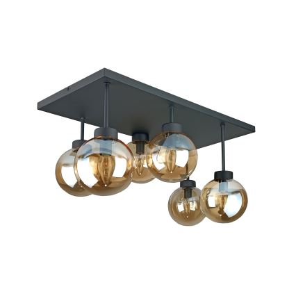 Loftlampe DEA 6xE14/60W/230V sort/røget beige