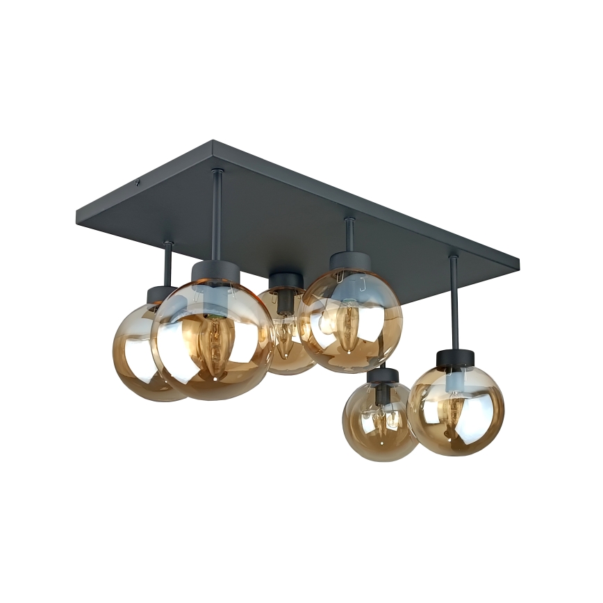 Loftlampe DEA 6xE14/60W/230V sort/røget beige