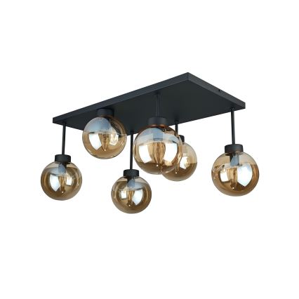 Loftlampe DEA 6xE14/60W/230V sort/røget beige