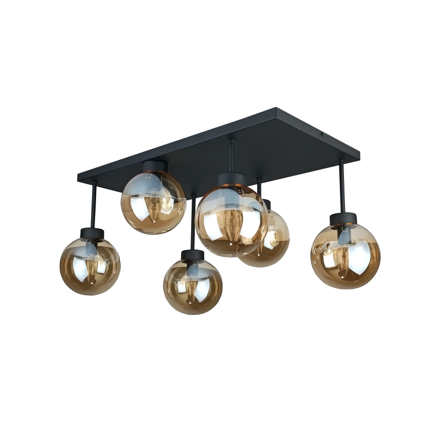 Loftlampe DEA 6xE14/60W/230V sort/røget beige