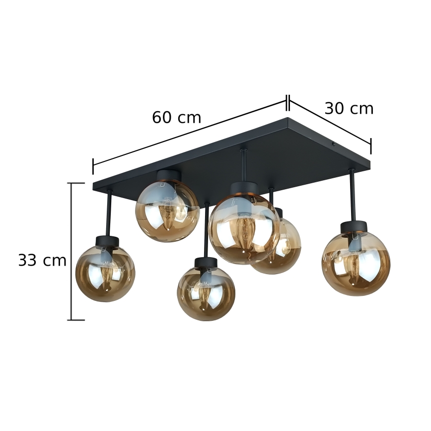 Loftlampe DEA 6xE14/60W/230V sort/røget beige