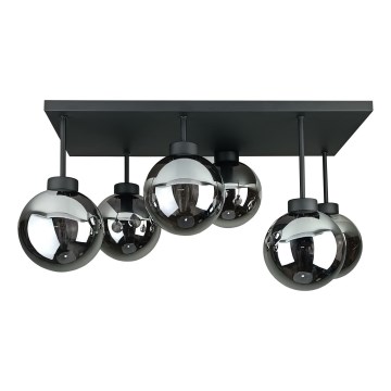Loftlampe DEA 6xE14/60W/230V sort/røget sort