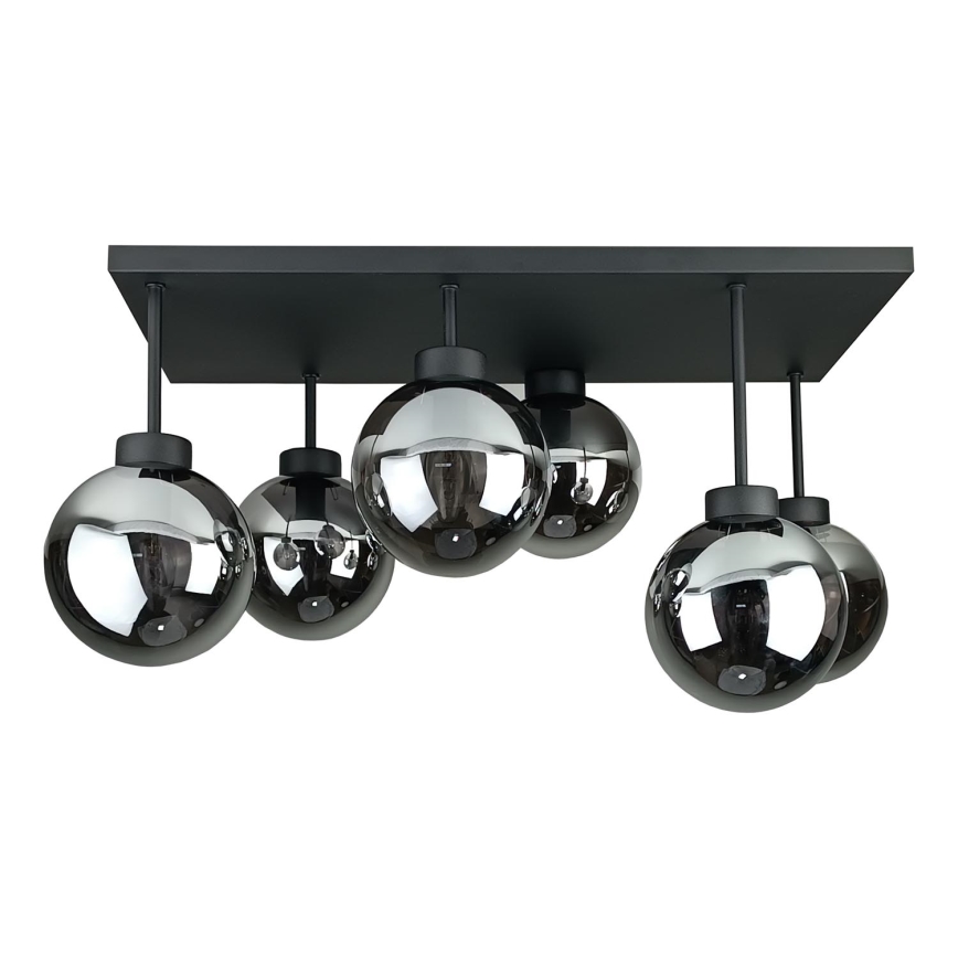 Loftlampe DEA 6xE14/60W/230V sort/røget sort