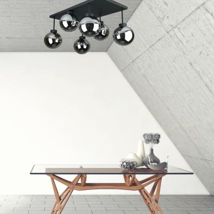 Loftlampe DEA 6xE14/60W/230V sort/røget sort