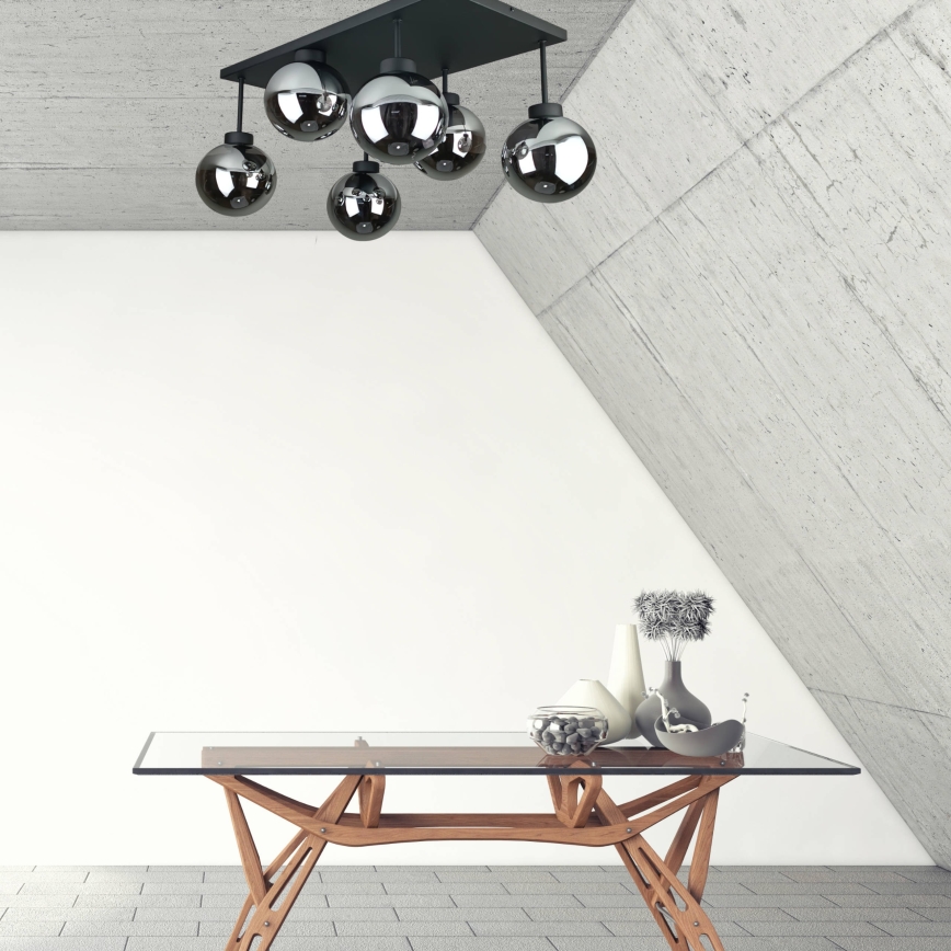 Loftlampe DEA 6xE14/60W/230V sort/røget sort
