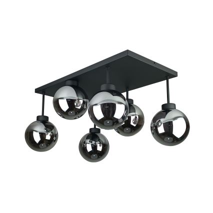 Loftlampe DEA 6xE14/60W/230V sort/røget sort