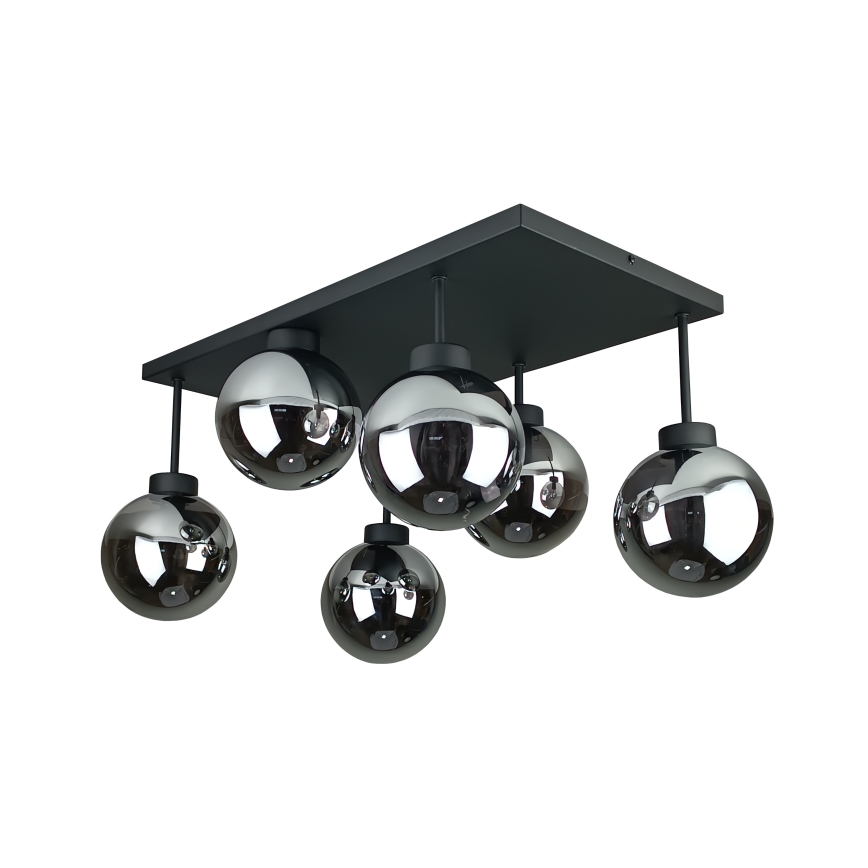 Loftlampe DEA 6xE14/60W/230V sort/røget sort