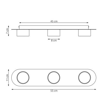 Loftlampe DIAZ 3xGX53/12W/230V sort