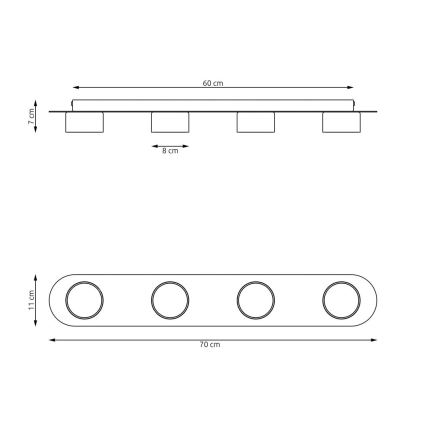 Loftlampe DIAZ 4xGX53/12W/230V sort