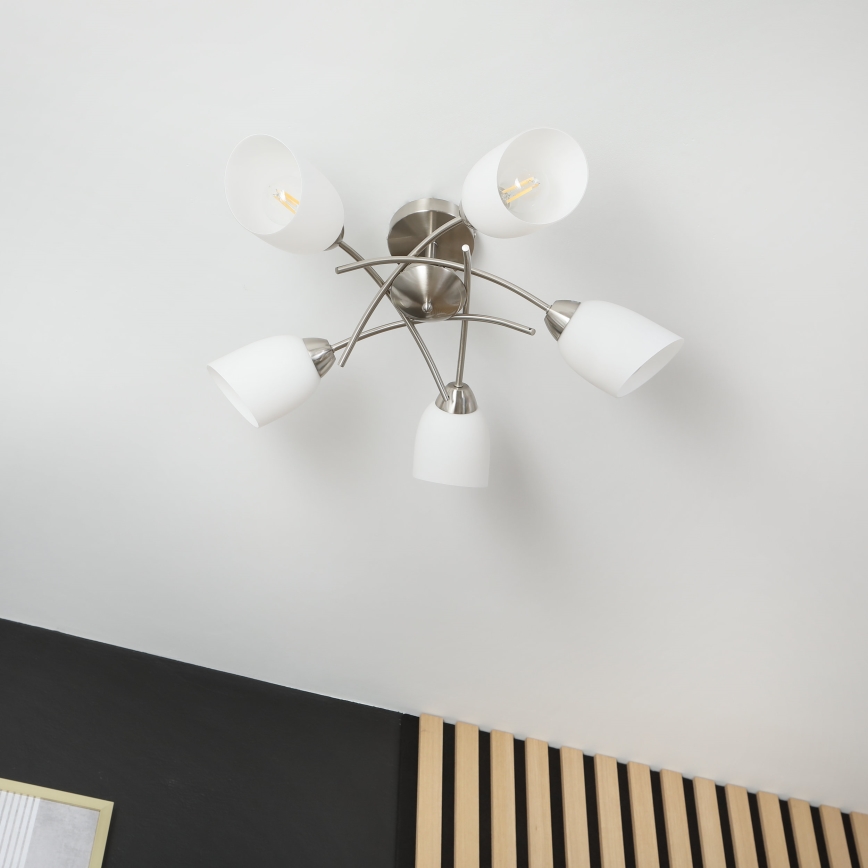 Loftlampe DONNA 5xE27/60W/230V nikkel