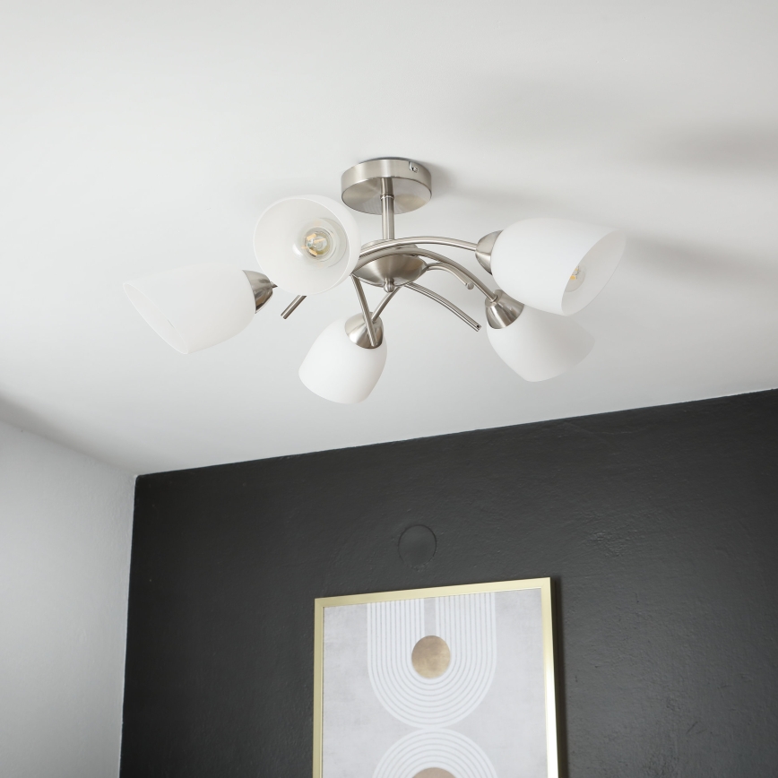 Loftlampe DONNA 5xE27/60W/230V nikkel