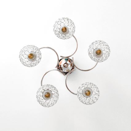 Loftlampe DORIS 5xE27/15W/230V skinnende krom/transparent
