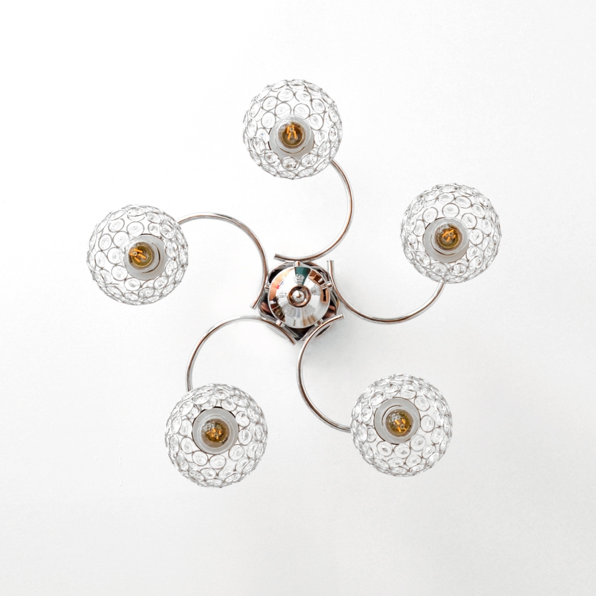 Loftlampe DORIS 5xE27/15W/230V skinnende krom/transparent