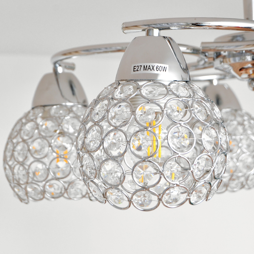 Loftlampe DORIS 5xE27/15W/230V skinnende krom/transparent