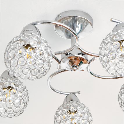 Loftlampe DORIS 5xE27/15W/230V skinnende krom/transparent