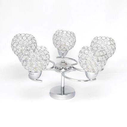 Loftlampe DORIS 5xE27/15W/230V skinnende krom/transparent