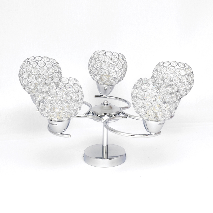 Loftlampe DORIS 5xE27/15W/230V skinnende krom/transparent