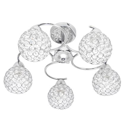 Loftlampe DORIS 5xE27/15W/230V skinnende krom/transparent