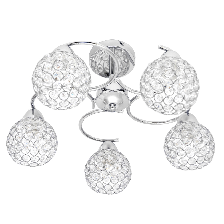 Loftlampe DORIS 5xE27/15W/230V skinnende krom/transparent