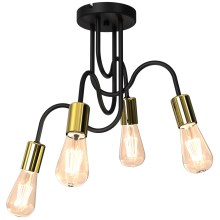Loftlampe DOW 4xE27/60W/230V sort/guldfarvet