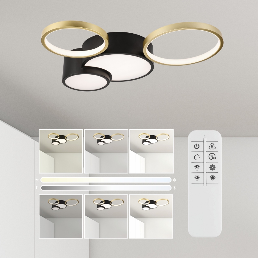 Loftlampe dæmpbar ALIZEE LED/30W/230V 3000-6500K sort/guldfarvet